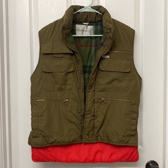 Windbreaker Brand | Vintage 90s Olive Green Utility Vest Small - Picture 1 of 10